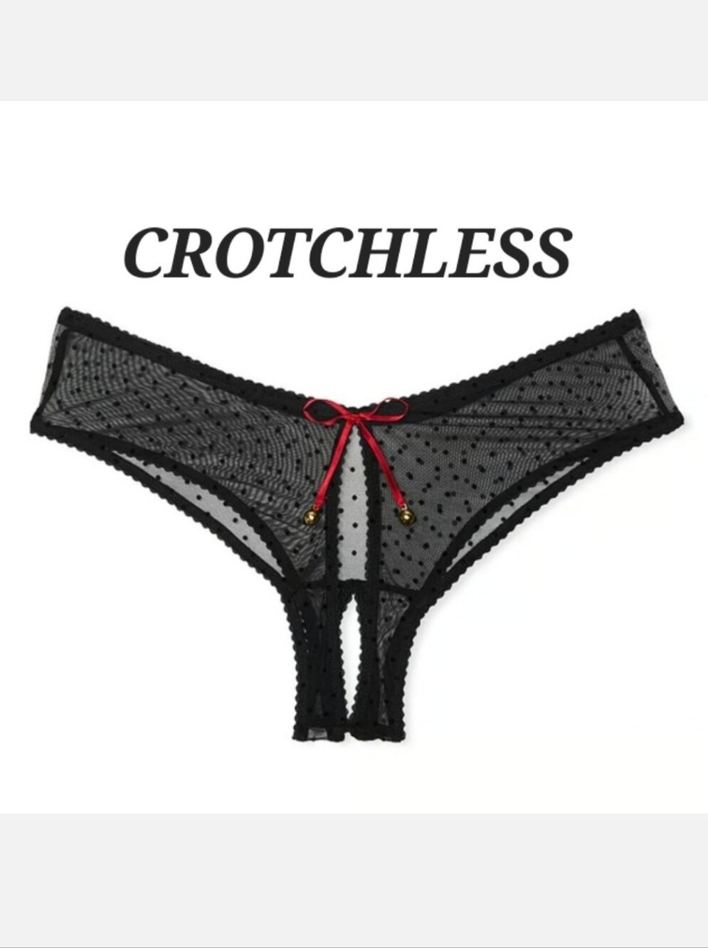 Victoria's Secret Very Sexy Jingle Bells Mesh Crotchless Cheeky Panty MEDIUM